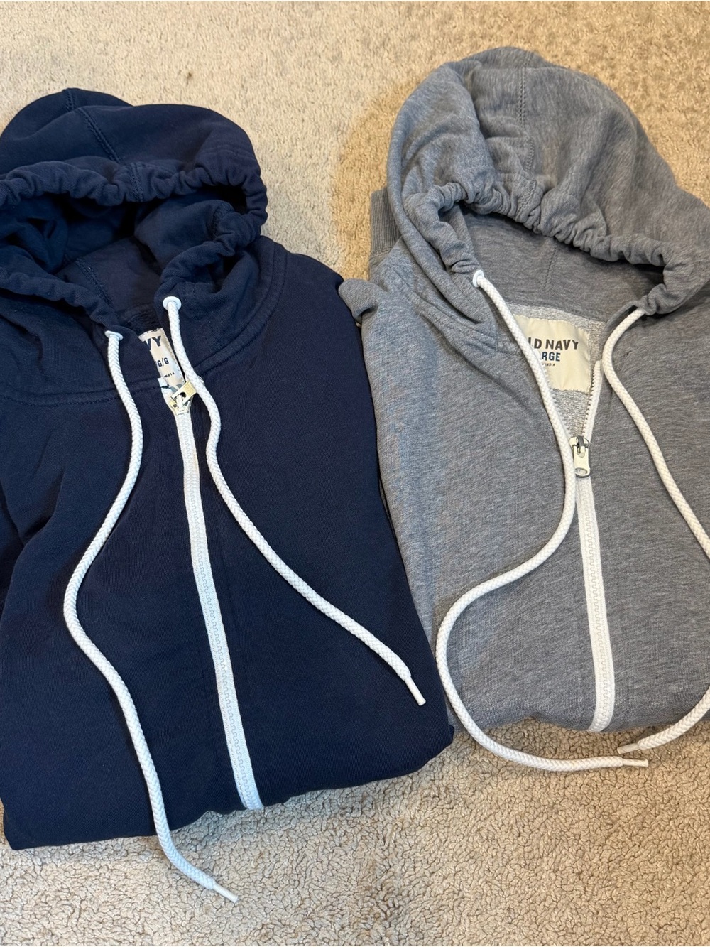 Lot of 2 Men’s Large Zip Up Hoodies- Blue and Grey